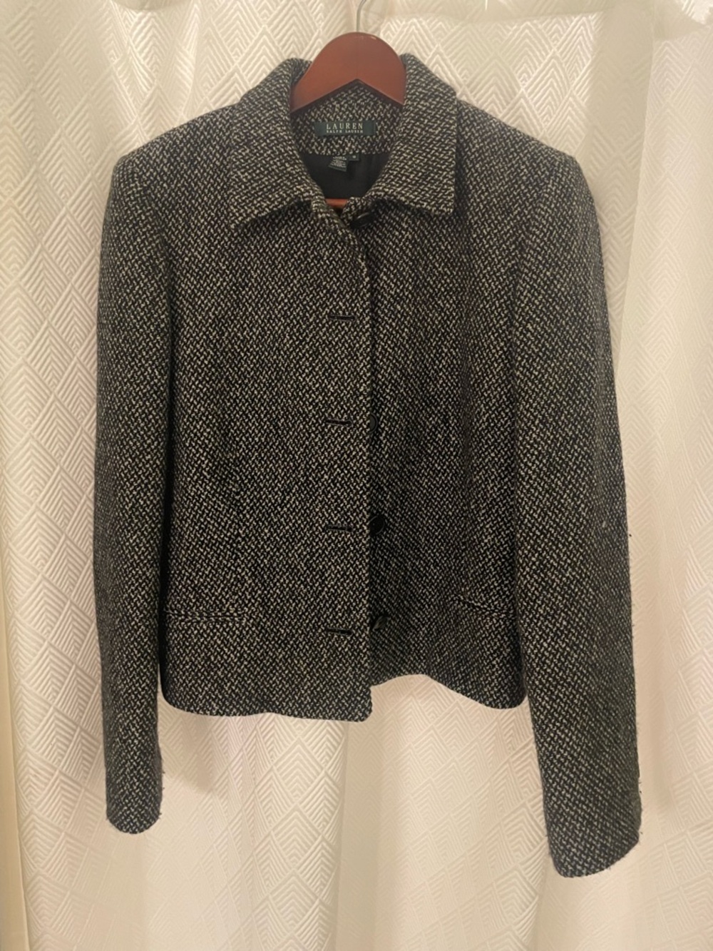 Lauren Ralph Lauren Black & White Tweed Jacket Size 10